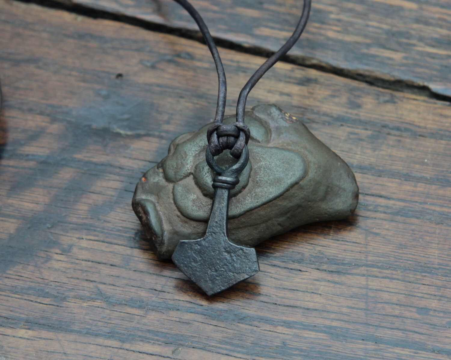 Small hand Pure Iron Mjolnir pendant Thor's Hammer