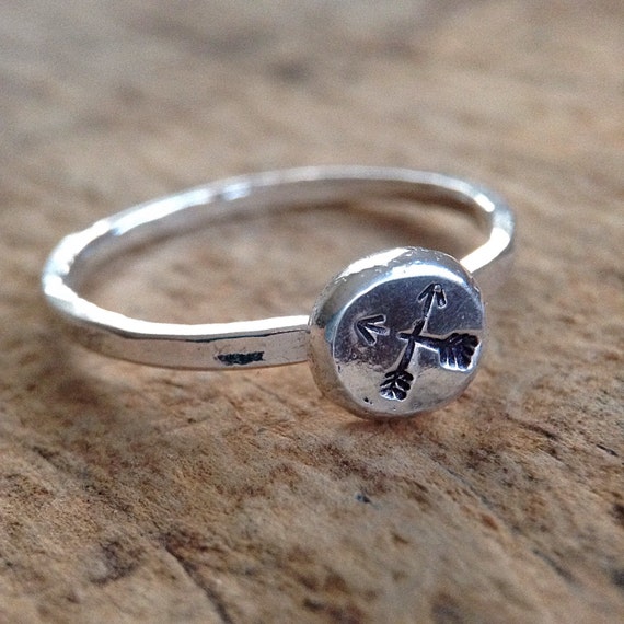 Hand Stamped Ring Arrow Ring Crossed Arrows Ring Double