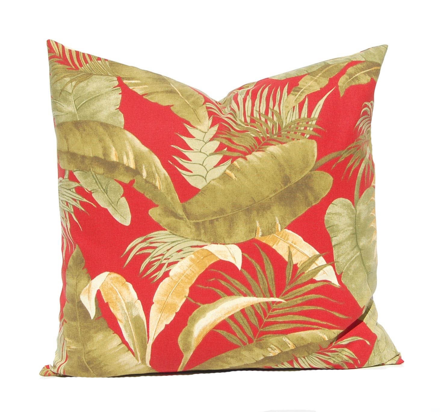 Banana Leaf Pillow Cover Red Pillow Cover Palm Leaf Pillow