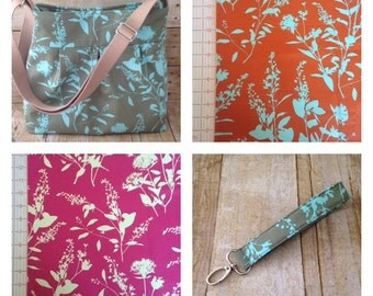 Crossbody Diaper Bag / Large Pleated Bag with adjustable strap - Wildflower fabrics - Made to Order