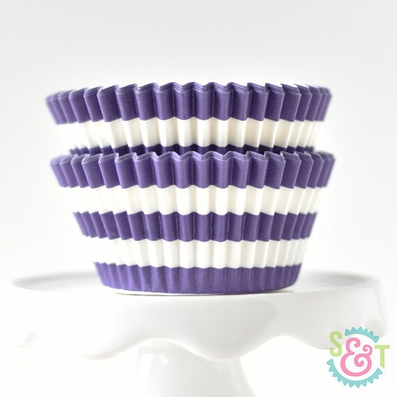 Rugby Stripe Purple BakeBright GREASEPROOF Baking Cups Cupcake Liners | ~30 Il_570xn
