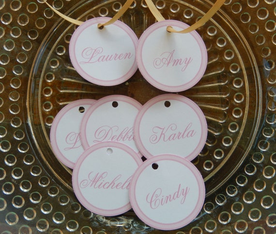 25 Place Setting Name Tags - Weddings - Showers - For Cake Pops - Cookies - Desserts - Party Favors - Custom 1.5" Circle Printed Favor Tags Il_570xn