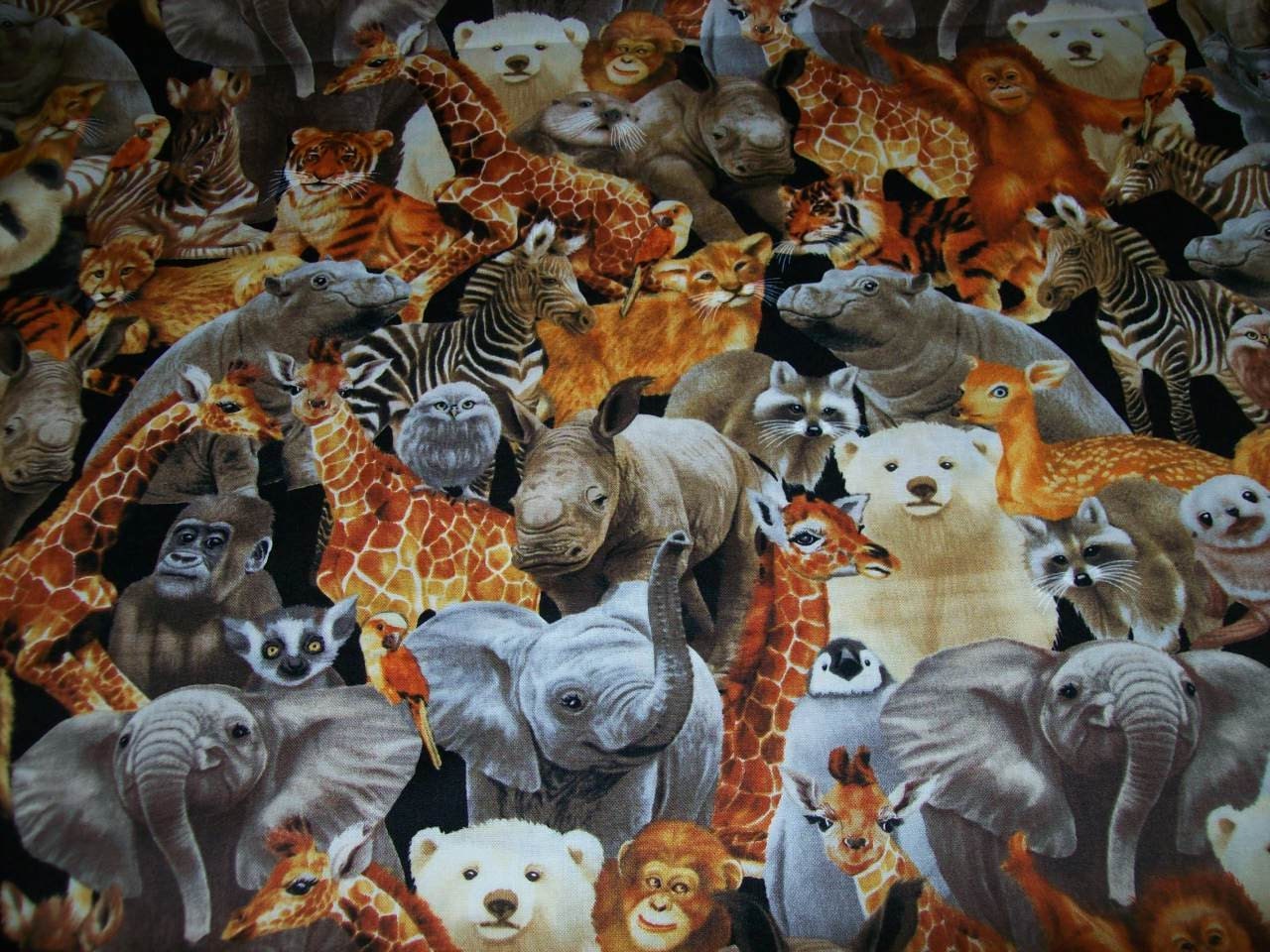 Per Yard Packed Animal Print Fabric/ Animal Kingdom Safari fabric