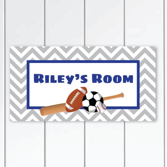 Sports theme door sign boys bedroom decor plaque baseball