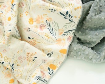 Minky Baby Blanket - Wispy Daybreak - Personalization Available - Toddler Blanket - Floral Baby Blanket