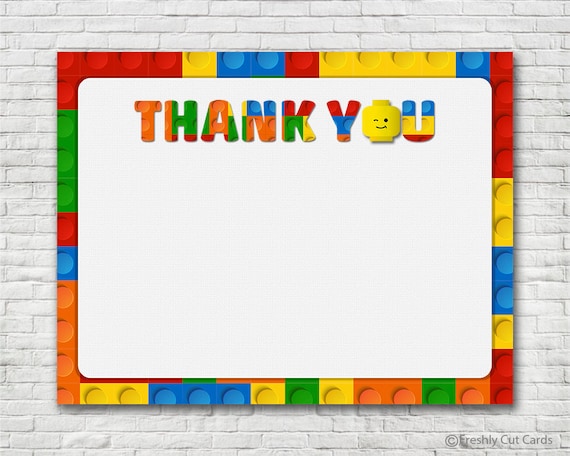 Lego Blocks Thank You Card - Instant Download by Freshly ...