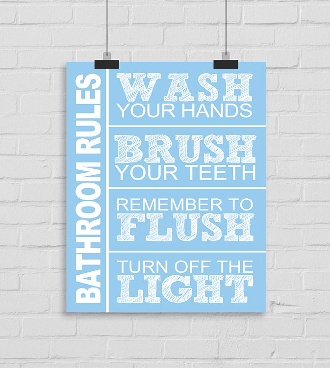 bathroom rules wall art wash your hands brush your teeth