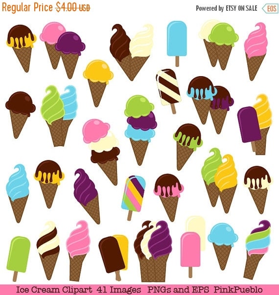 HALLOWEEN SALE Ice Cream Clipart Clip Art Ice Cream by PinkPueblo