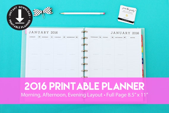 2016 Weekly Planner with Morning Afternoon Evening by 505design
