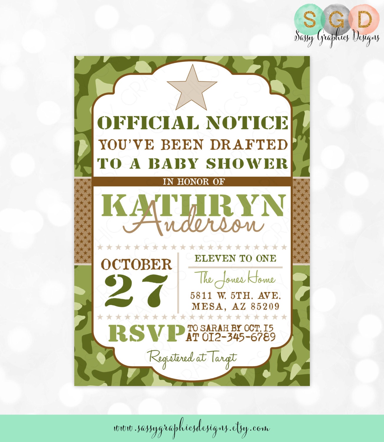 Army Themed Baby Shower Invitations 9