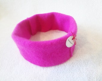 Cashmere Headband HOT PINK Ear Warmer Head Band Messy Bun Hair Accessory Upcycled Cashmere Sweater Runner Accessory for Her by WormeWoole