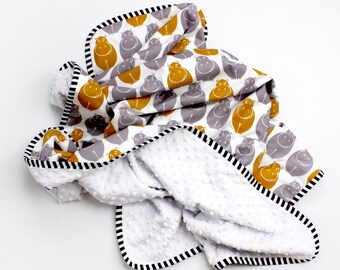 Organic Minky Baby blanket, Mustard baby blanket, modern baby bedding, trendy baby blanket, baby boy blanket