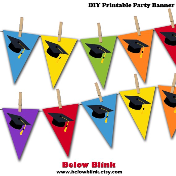 Graduation Printable Banner Congrats Grad Banner by BelowBlink
