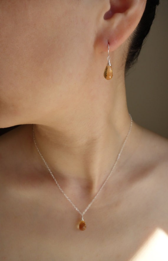 Citrine earrings and necklace set Outlet