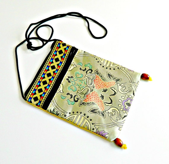 Chinese Silk Purse. Small Silk Purse. Vintage Shoulder Bag.