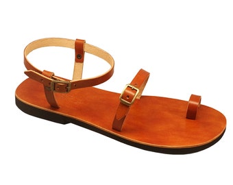 Delicate And Stylish Double Ankle Strap Leather Sandals by Calpas