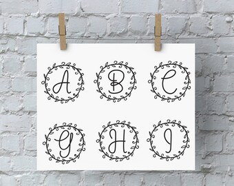 Circle Monogram - SVG Files for Silhouette - Monogram - Monogram Fonts - Digital Fonts - Cricut Monogram Fonts - Silhouette Files - Alphabet