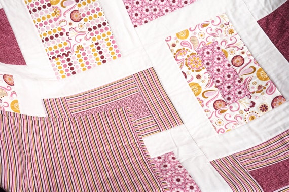 Baby Girl Quilt - Modern Quilt Baby - Baby Blanket - Pink Baby Quilt - Crib Quilt - Baby Girl Blanket - Baby Bedding 40" x 50"