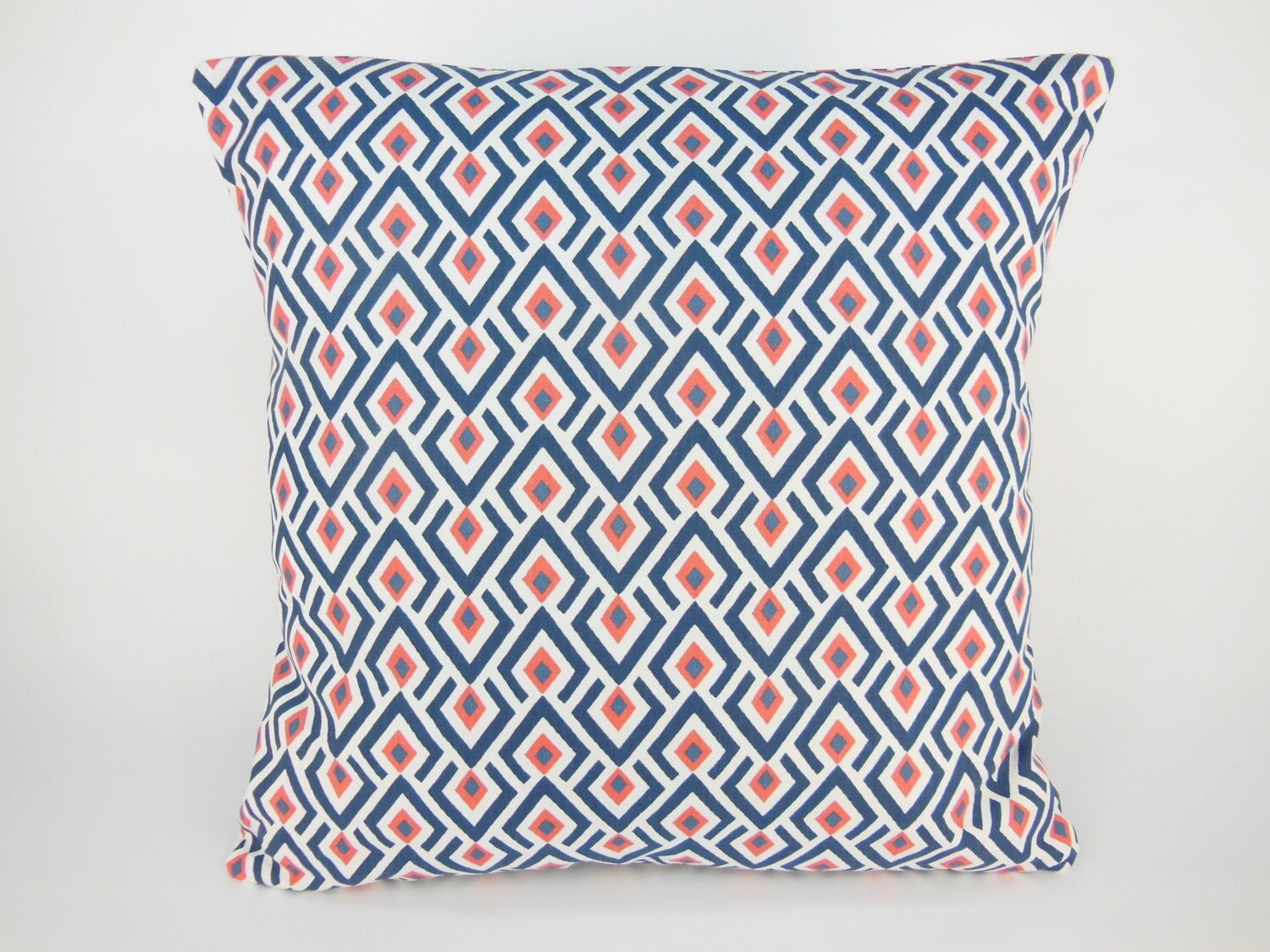 Navy Coral Throw Pillow Cover ALL SIZES Navy Couch by SeamsToMe23