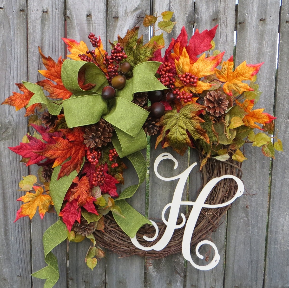 Wreath Fall Monogram Wreath Wreath For Fall With Letter