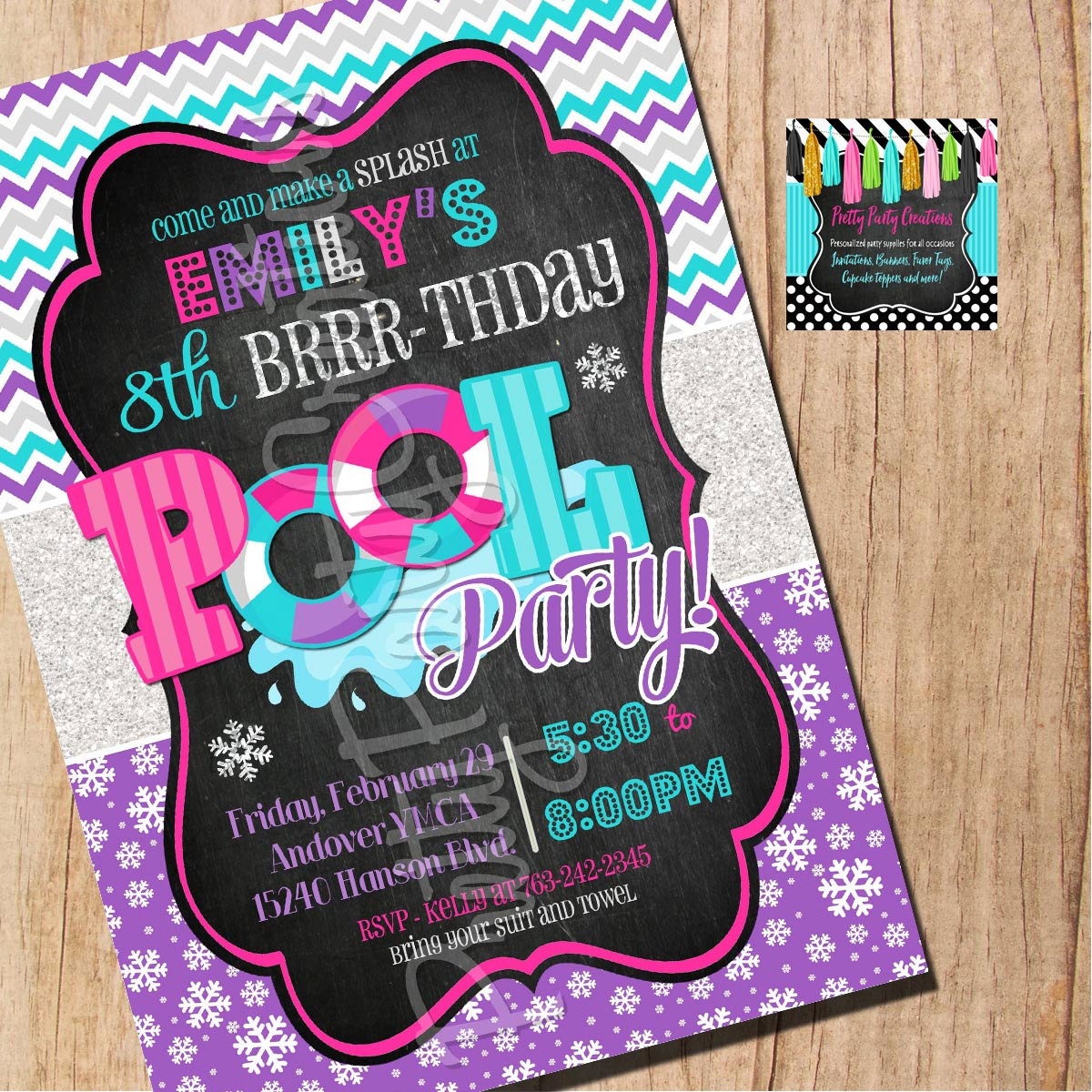 WINTER POOL PARTY Invitation You Print