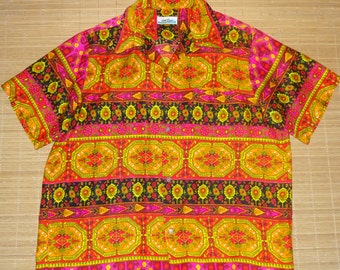 Mens Vintage 60s Sears Mod Groove Master Hawaiian Aloha Shirt - XL - The Hana Shirt Co