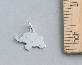 Sterling Silver Elephant, Silver Elephant Charm, Tiny sterling silver elephant charm, Baby Elephant Charm, Animal Charm, 15 x 12mm (1 piece)