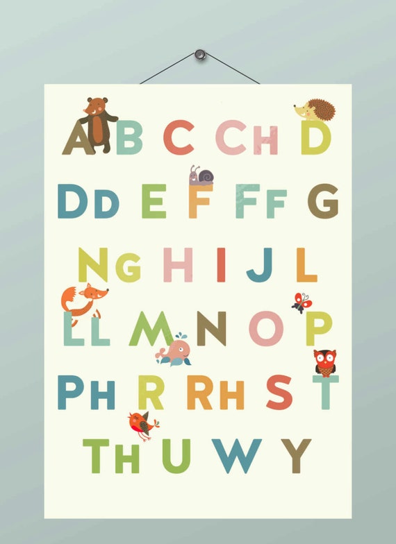 Welsh Language Alphabet Print Yr Wyddor by OhSusannahPrint on Etsy