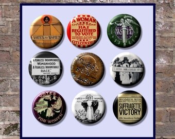 Suffrage Votes for Women Suffragette 9 Pinback 1" Buttons Badges Pins