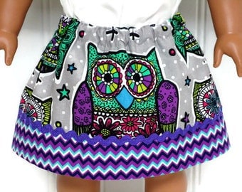 18 Inch Doll Clothes Skirt Mosaic Owls 15 Inch Doll Clothes