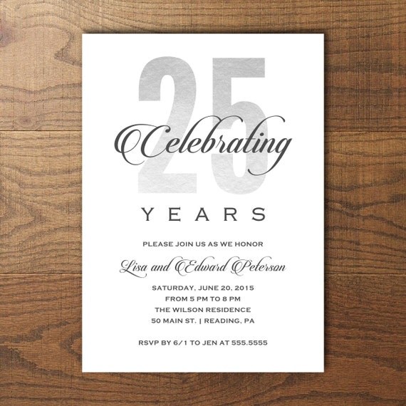 Printable Anniversary Party Invitation 25th by birchandriver