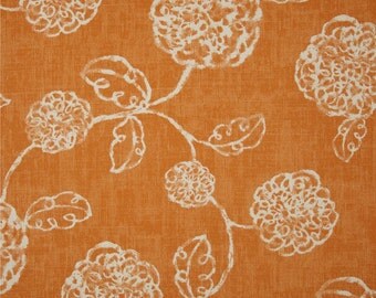 Two 12 x 24 Custom Lumbar Pillow Covers - Floral Orange/Ivory
