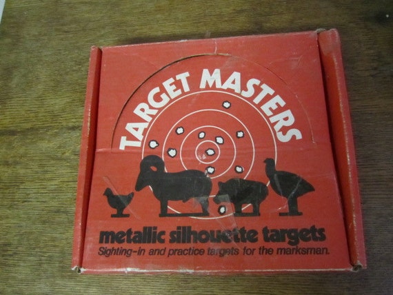 Boxed four Metallic Silhouette Targets Marksmen. Pig Chicken