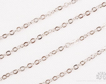 C110-R// Original Rhodium Plated Cable Chain, Gossy, 1M