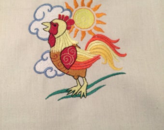 NEW kitchen Tea Towel embroidered with Rooster