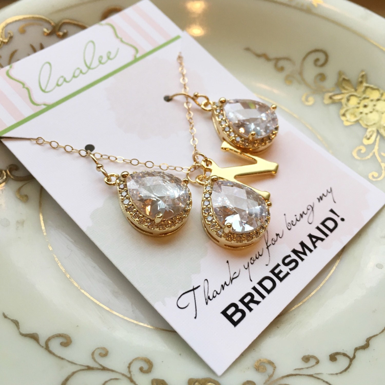 Gold Crystal Jewelry Set - Wedding Jewelry - Bridesmaid Jewelry - Gold Wedding - Bridal Jewelry Set - As Seen on Instagram