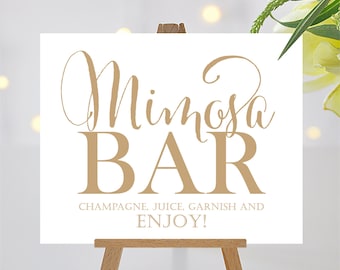 Mimosa Bar Sign | 8 x 10 Sign | DIY Printable | Bella | Antique Gold | PDF and JPG Files | Instant Download