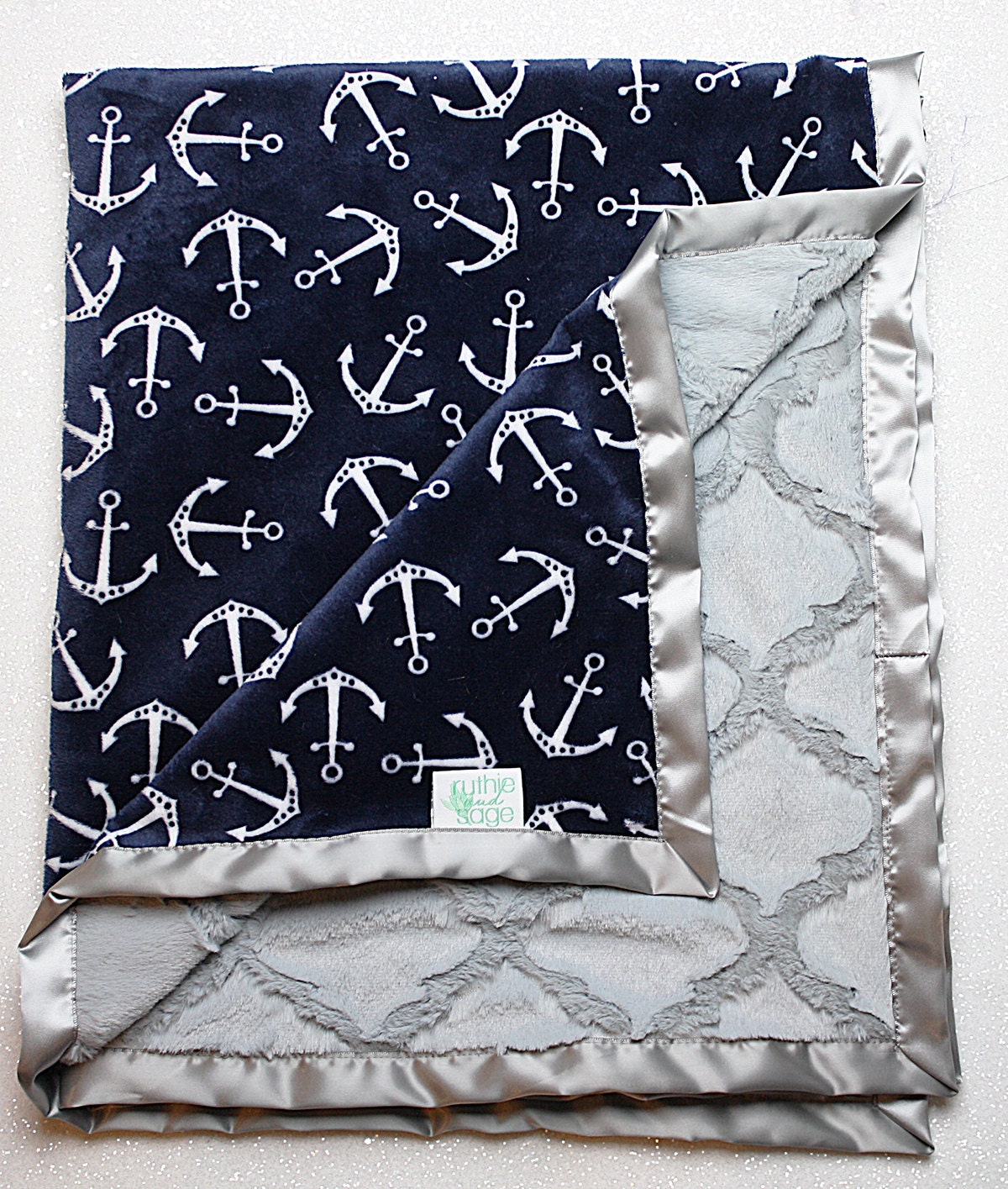 Minky blanket anchor blanket nautica blanket baby gift