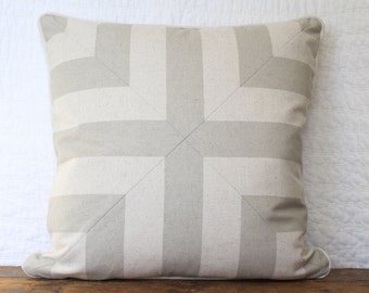 Natural and taupe cross pillow cover
