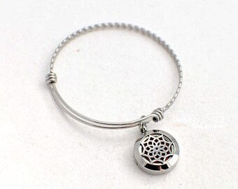 Lotus Flower Stainless Steel Aromatherapy Bracelet - Essential Oil Diffuser Bracelet - Aromatherapy Pendant - Essential Oil Bracelet