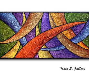 ABSTRACT Painting, Modern Textured Artwork, Contemporary Art, Textured wall Art, Palette Knife,Home Decor, Large Artwork 48" by Nata S.