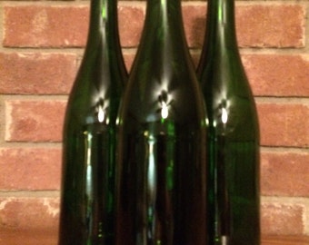 Empty Clean Green Wine Bottles