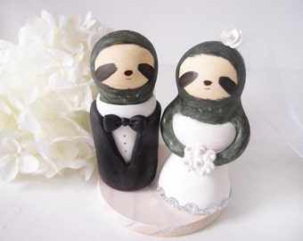 Custom Wedding Cake Toppers - Love Sloth with base