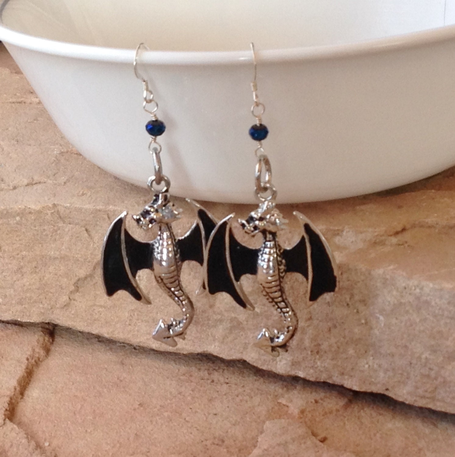 Faerie Tale Dragon Earrings with Sterling by bellbookndragon