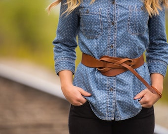 Wrap Belt - Genuine Leather Belt - Leather Belt with Front Knot - Womans Leather Belt / Betsy Belt