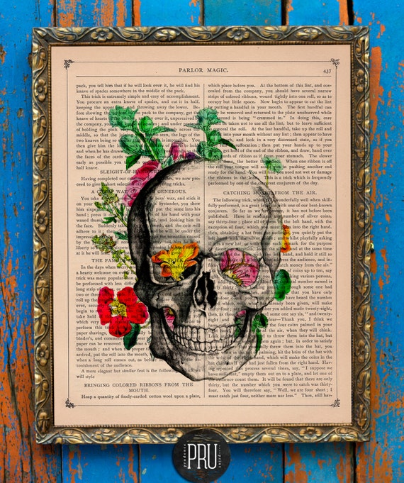 Flowers For The Dead Original Skull Collage Print on by ambercurio