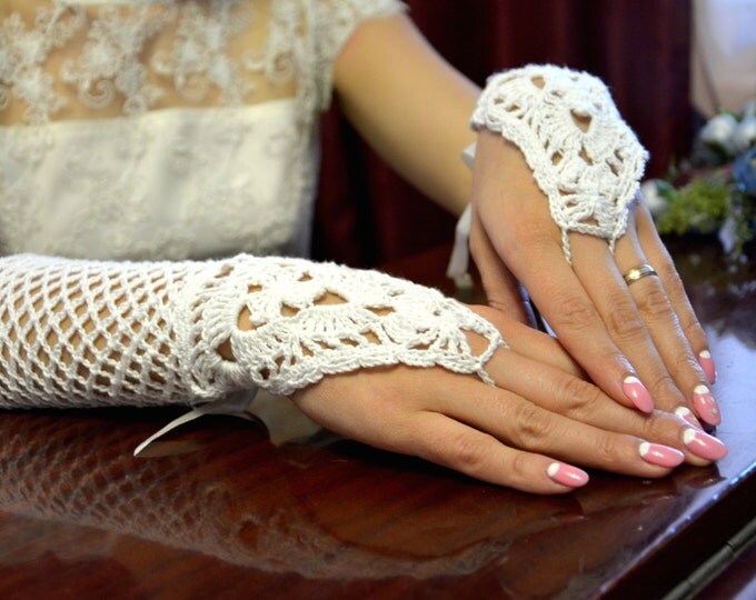 Ready to ship: Wedding, special occasion, evening crochet gloves