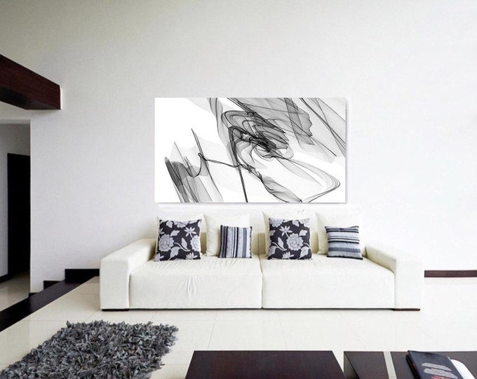 Abstract Black and White 20-48-41. Contemporary Unique Abstract Wall Decor, Large Contemporary Canvas Art Print up to 72" by Irena Orlov