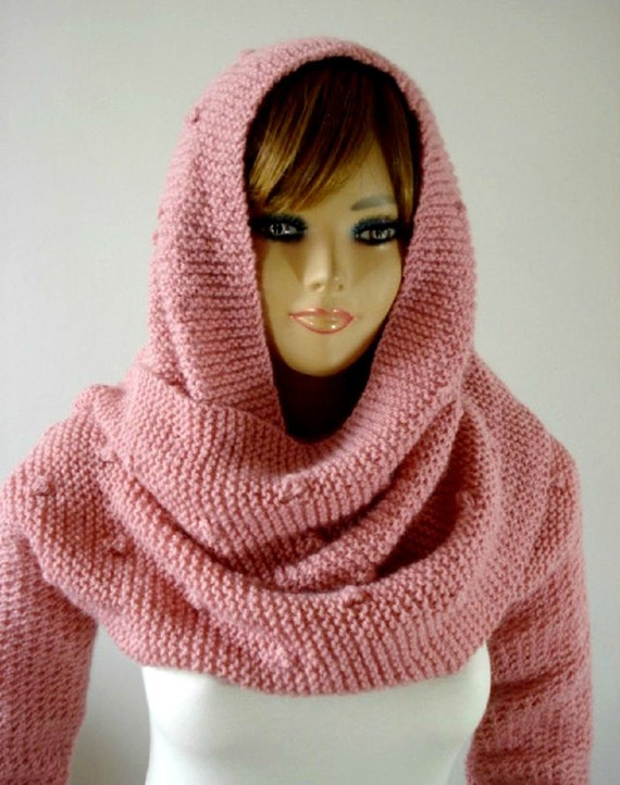 KNITTING PATTERN HOOD with sleeves Celine Hooded Scarf with