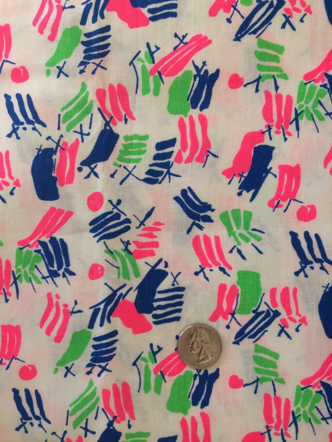 80's look Very Cool Vintage Fabric Neon Pink & Green 48" x 60" wide